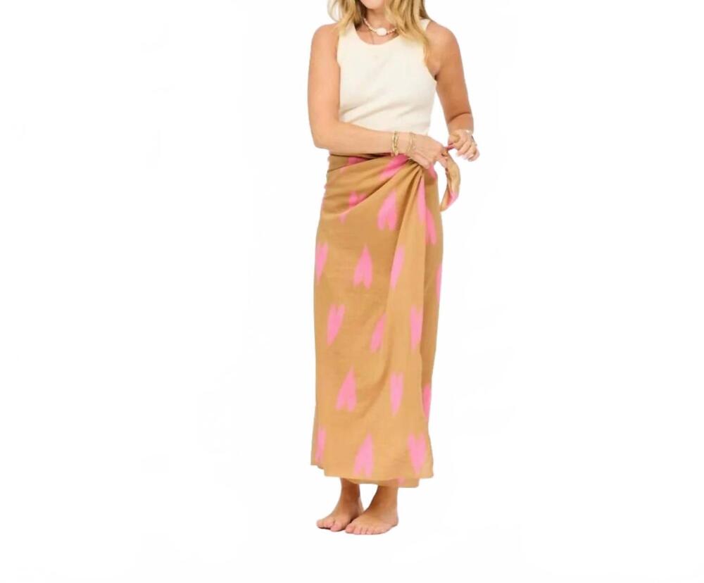 NEW KERRI ROSENTHAL ikat heart sarong in lark palm pink